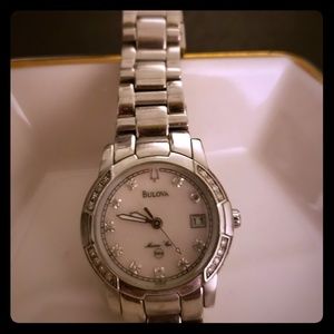 Bulova Watch w/ Diamonds and Mother of pearl back